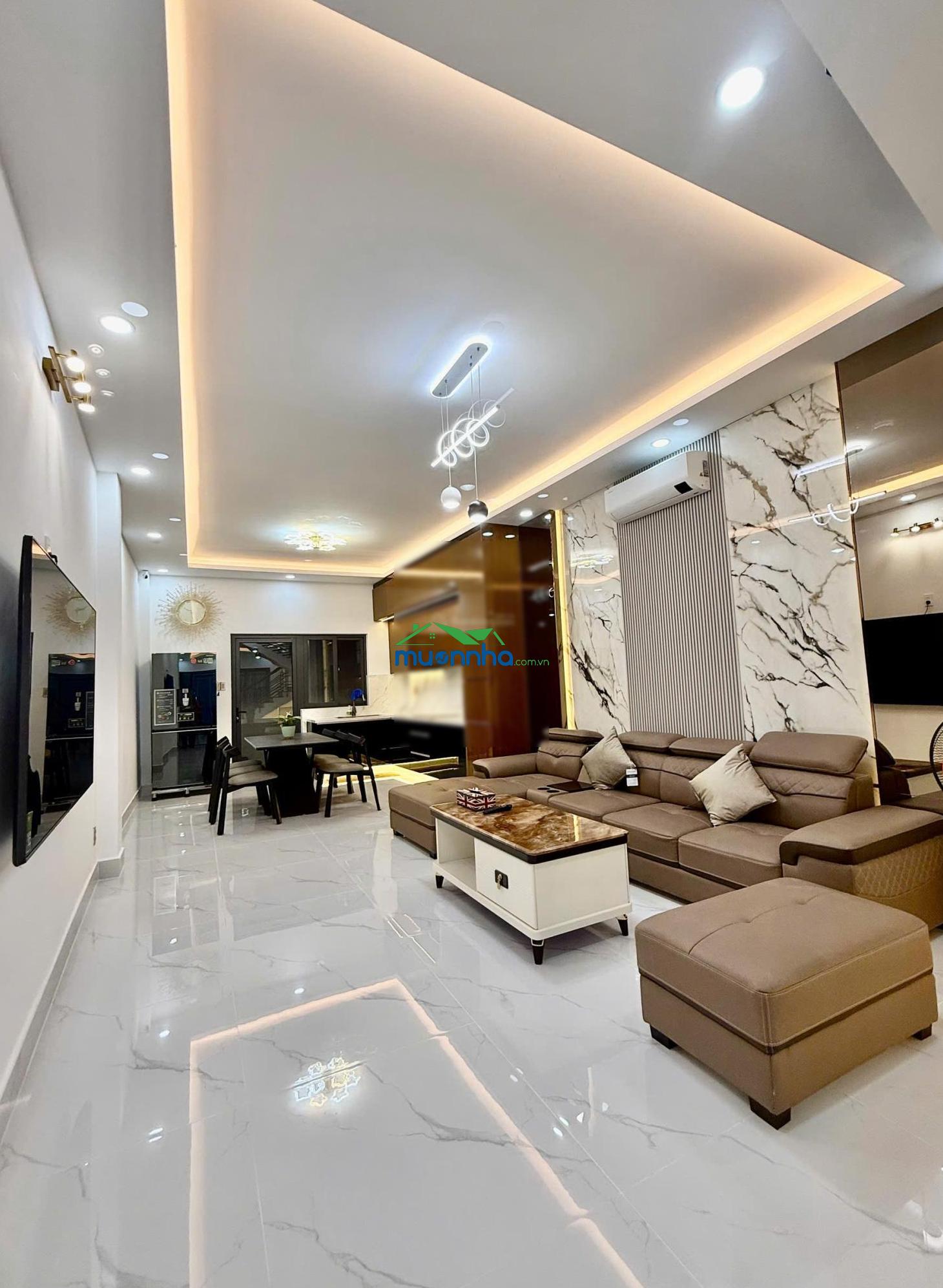 Nhà lê văn thọ, p.8, gv. dt: 4m x 22m nhà mới trệt 3 lầu, full nội thất cao cấp, giá: 10,7 tỷ tl