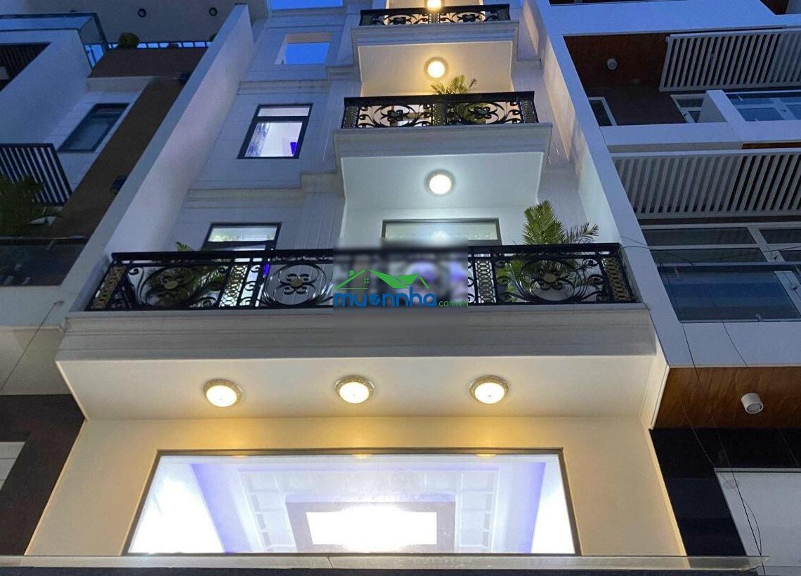 Cần bán gấp nhà mới hẻm 5m nơ trang long, khu nhà lầu. dt: 4x13m. vuông vắn. xây 4 tầng mới cứng