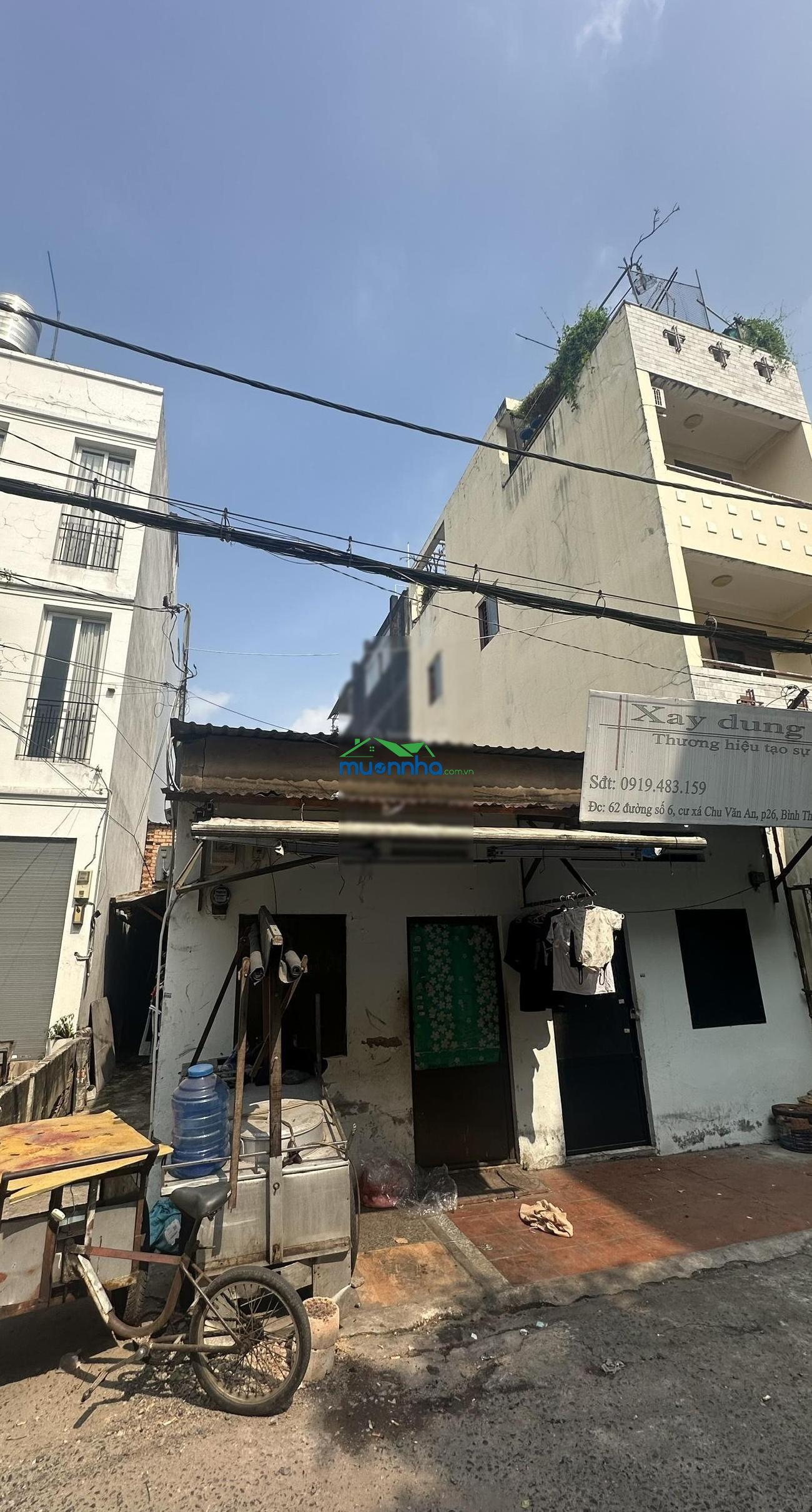 Chỉ 7,5 tỷ! đường 8m khu cư xá chu văn an! bán nc4 tiện xây mới (3,6x12m). phù hợp mở vp, kd, ở