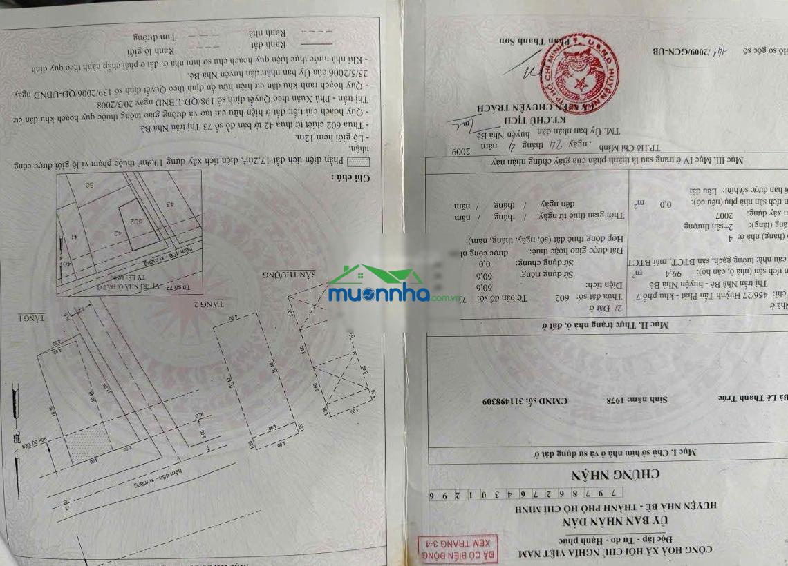 Bán nhà 3 tầng, st, mặt tiền hẻm 2056/49 huỳnh tấn phát tt nhà bè vị trí rất đẹp, giá tốt 4.95 tỷ