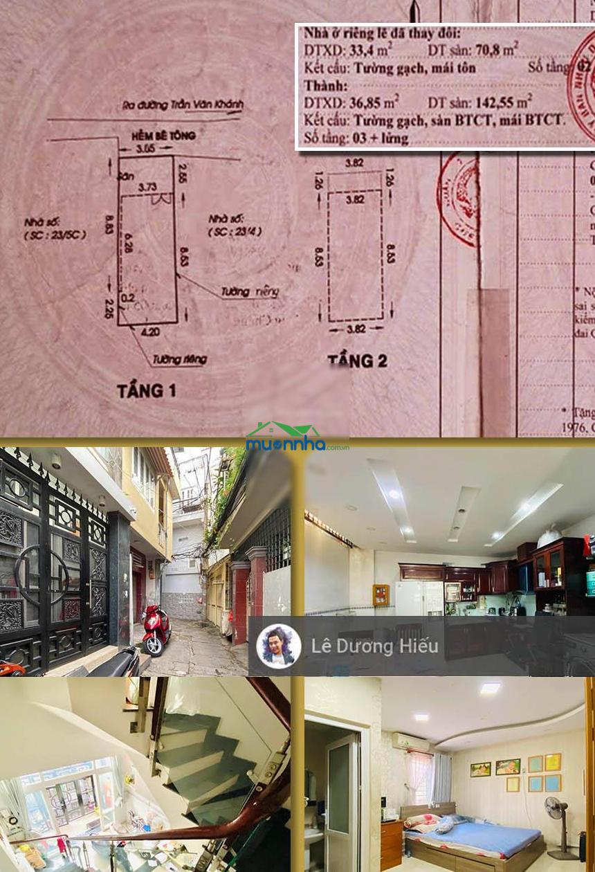 Nhà trần văn khánh. hẻm 3m. sát đường. 45m2. 3 tầng xây 2015. khu dân cư hiện hữu. cách q1 chỉ 3km