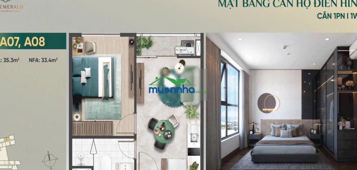 Chỉ 998 triệu sở hữu ngay căn hộ 1pn emerald 68 mặt tiền ql13, cách cầu bình triệu 7,6km - 4