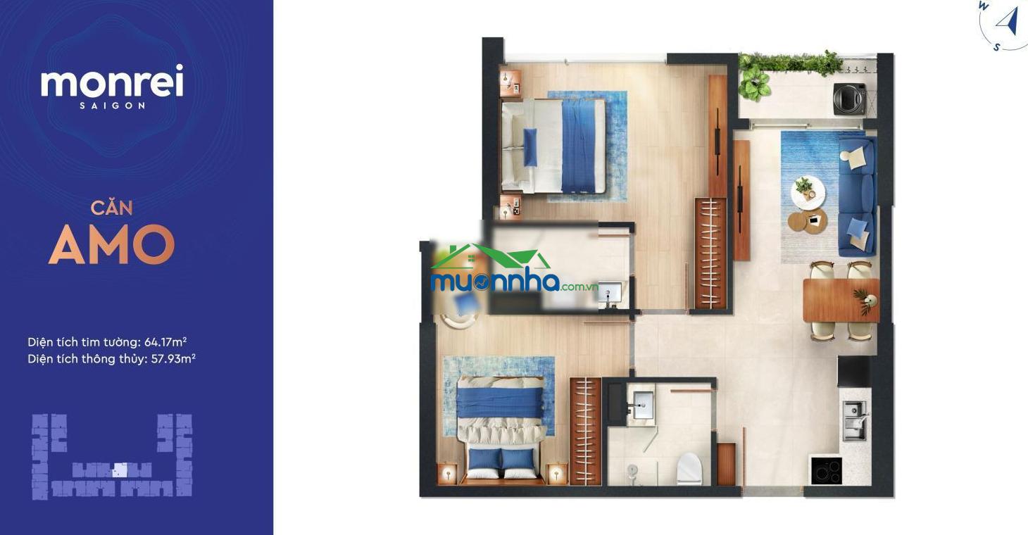 Suất ngoại giao căn số 3 siêu vip 2pn 2wc view nội khu tầng thấp giá 3.1 tỷ - 3