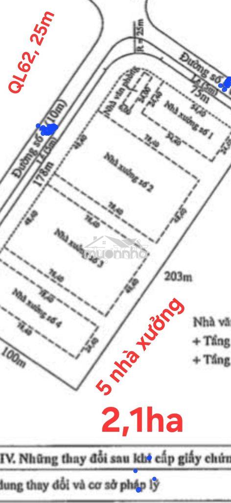 4 xưởng + 2,1ha đất 2mt, khu công nghiệp lợi bình nhơn, long an