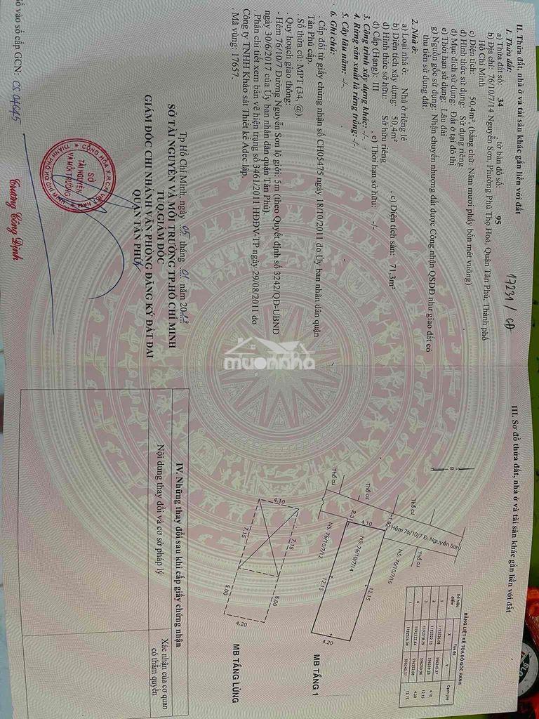 Bán nhà chính chủ shr 50,4 m2 (1 trệt 1 lầu)giá 4ty3 thưong luong