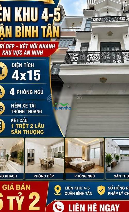 Nhỉnh 2 tỷ sở hữu nhà 60m2 - bình tân - chợ bình thành - hẻm oto - hỗ trợ vay 80% - 3