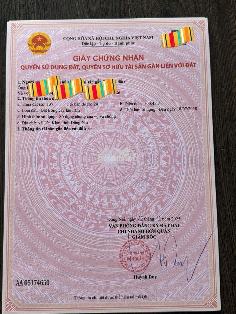Chính chủ bán đất kp2 tân khai 500m², ngang 10m, giá 962 tr - 3