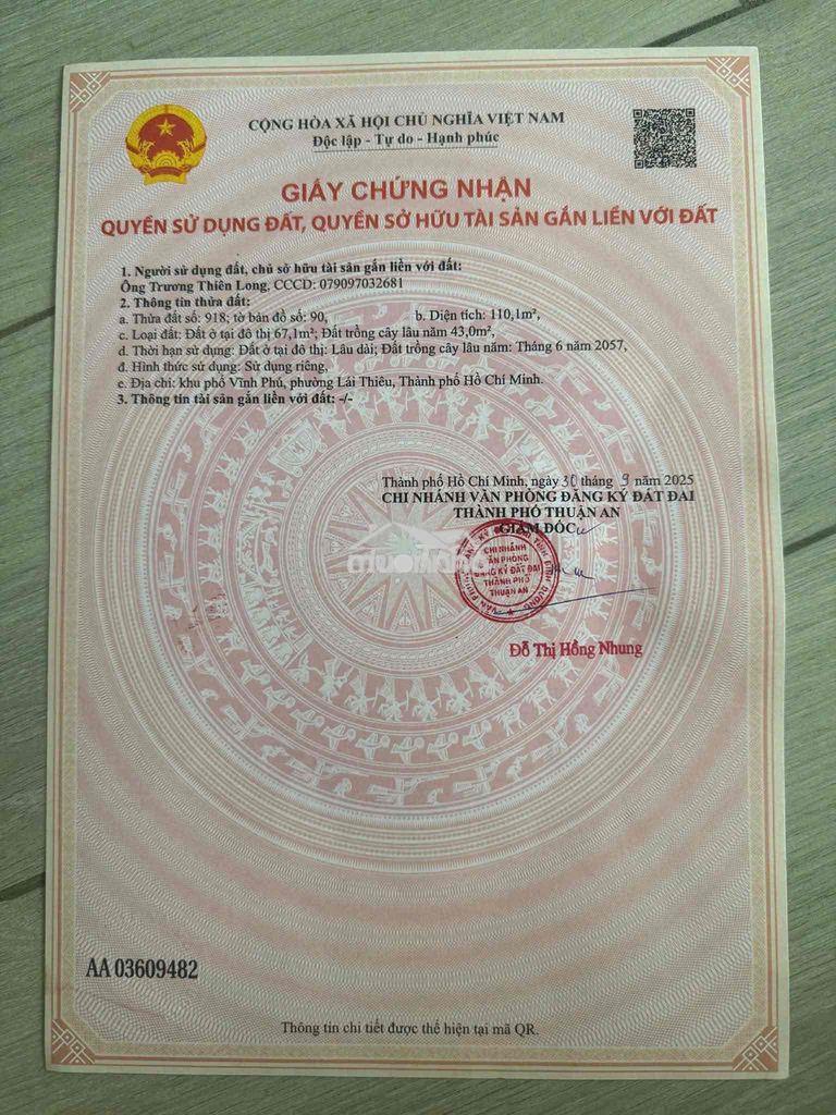 Ngộp bank bán gấp 110m2 đất vĩnh phú 2 mặt tiền ( 4,2x31) giá 3,3 tỷ - 3