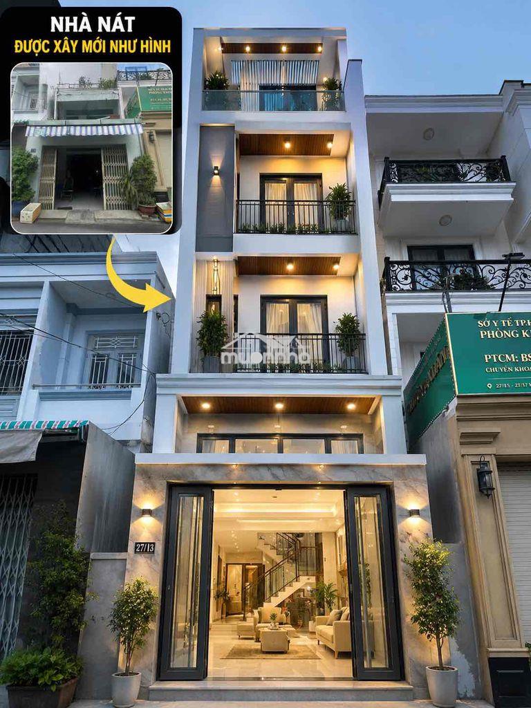 Nhà nát được xây mới như hình, hẻm 8m 1/ kinh dương vương, dt: 4,6x20