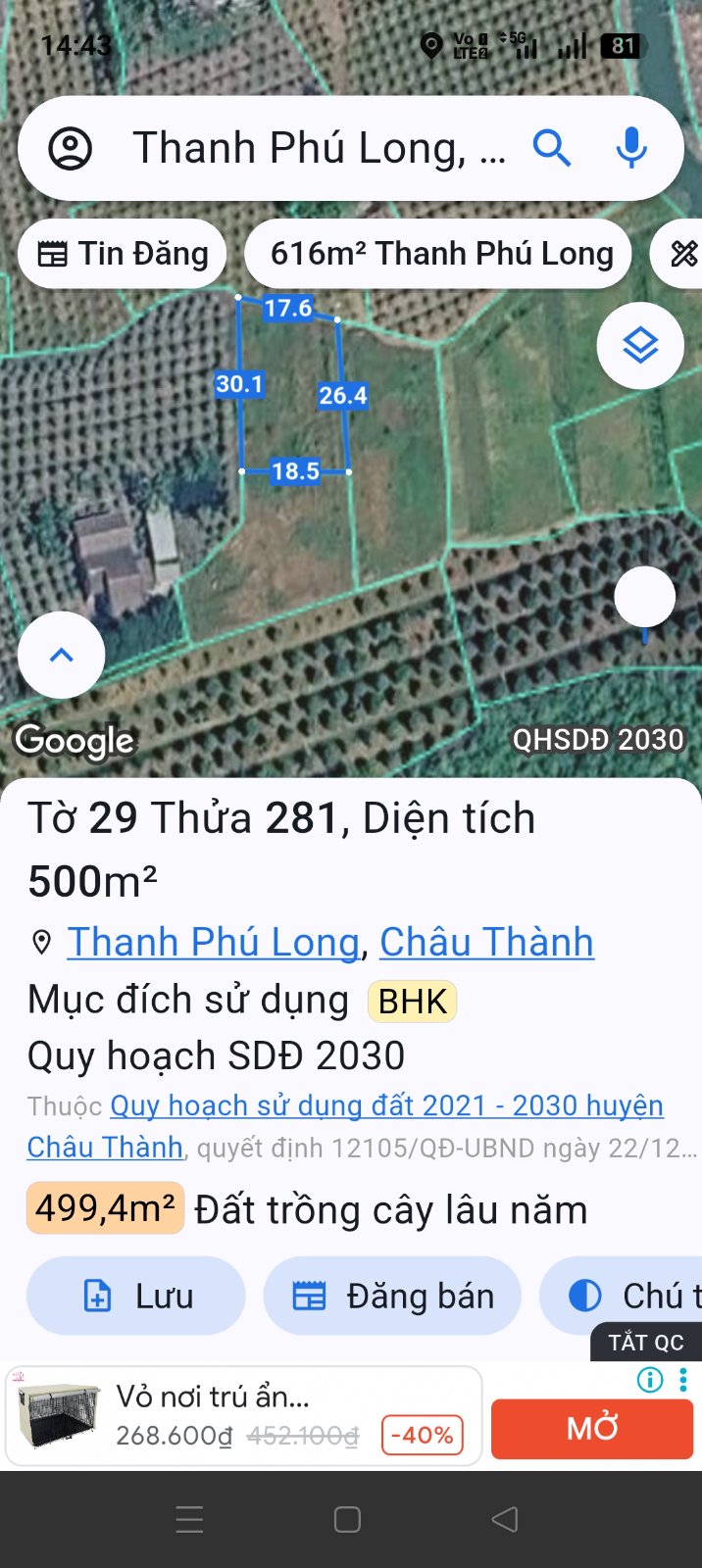 Cần tiền bán gấp 1100m2 đất vườn giá rẻ