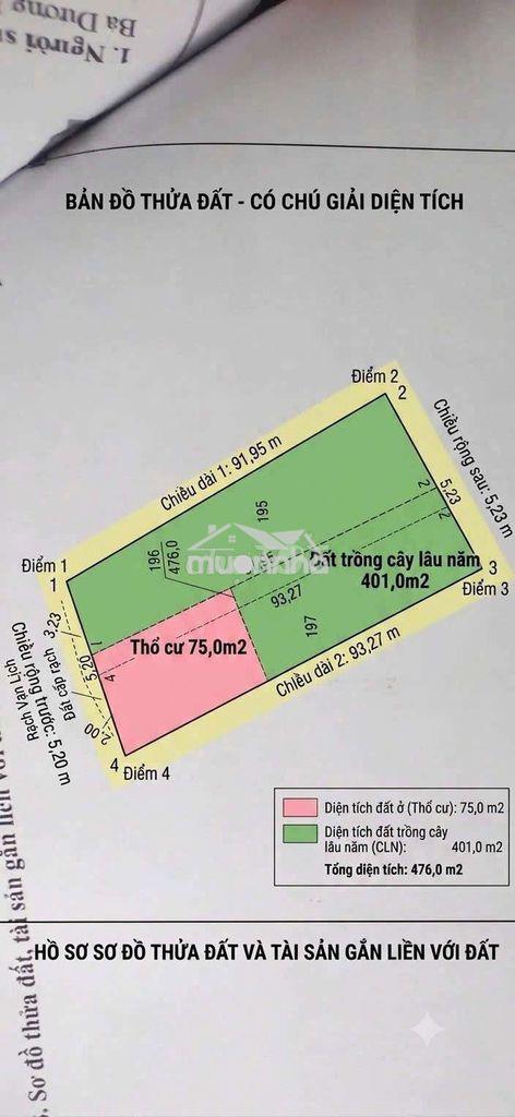 Đất phước thới cần thơ 476m² có 75m² thổ cư – giá 550 triệu - 2