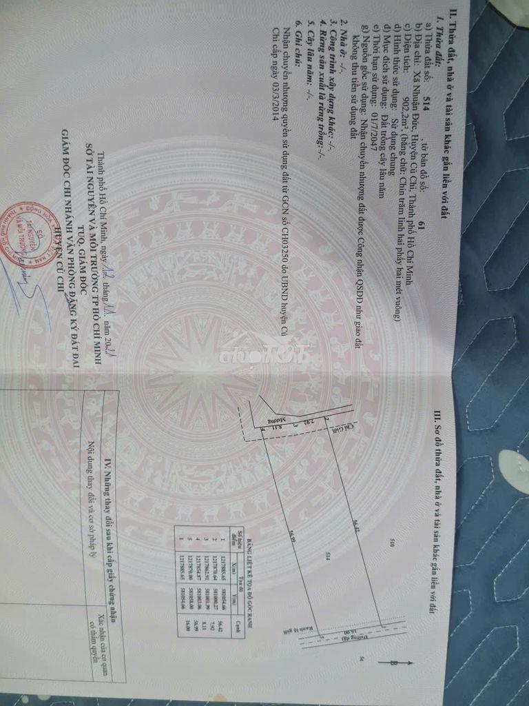 Chính chủ cần bán gấp mảnh đất vườn,giá 3 tỷ tại xã nhuận đức, củ chi