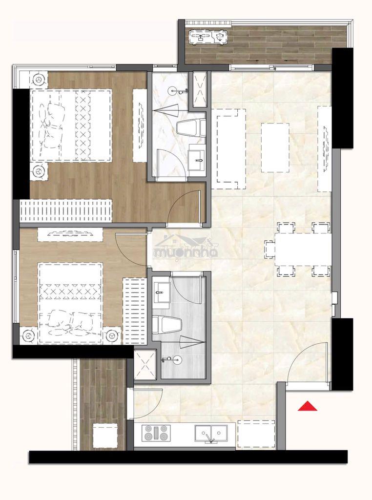 Bán 2pn harmonie phú mỹ hưng - view nội khu - dt 74.5m2 - giá 3.75 tỷ - 4