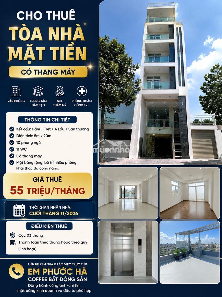Cho thuê tòa nhà mặt tiền – có thang máy- có hầm