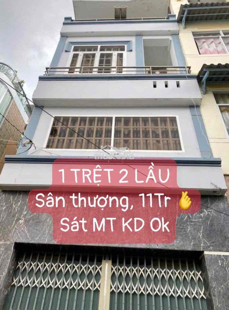 Nhà rẻ 11tr, 1 trệt 3tầng sân thượng, sát mặt tiền ở và kd ok ngon - 2