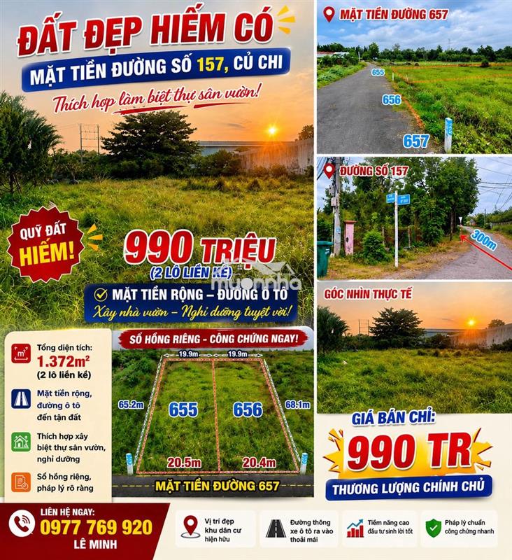 🔥 Đất cây trôm mỹ khánh – gần ql22 – 500m² – chỉ 990 triệu 🔥