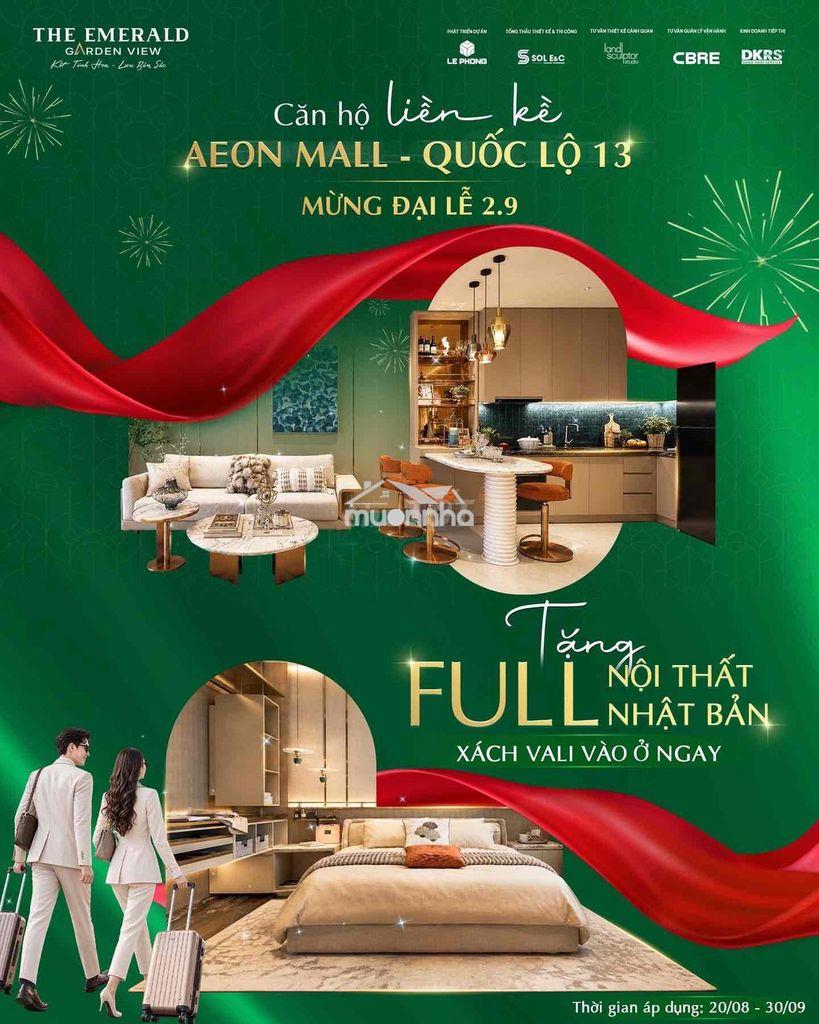 Căn hộ cạnh aeon chỉ 239tr nhận nhà - bàn giao full nt - tt 9tr/th - 2