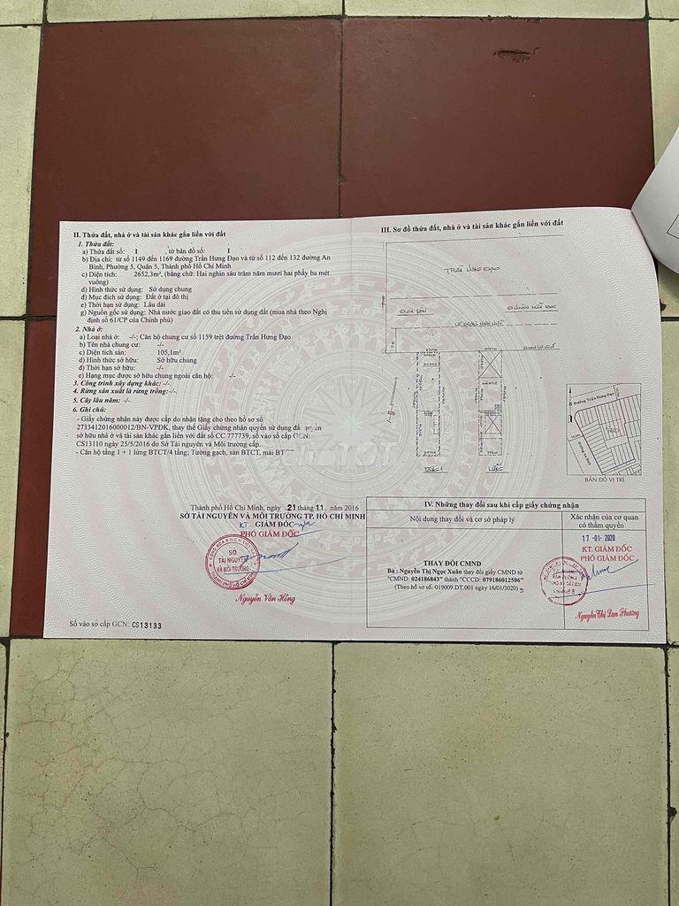 Chung cư tầng trệt 1159 trần hưng đạo đoạn 2 chiều