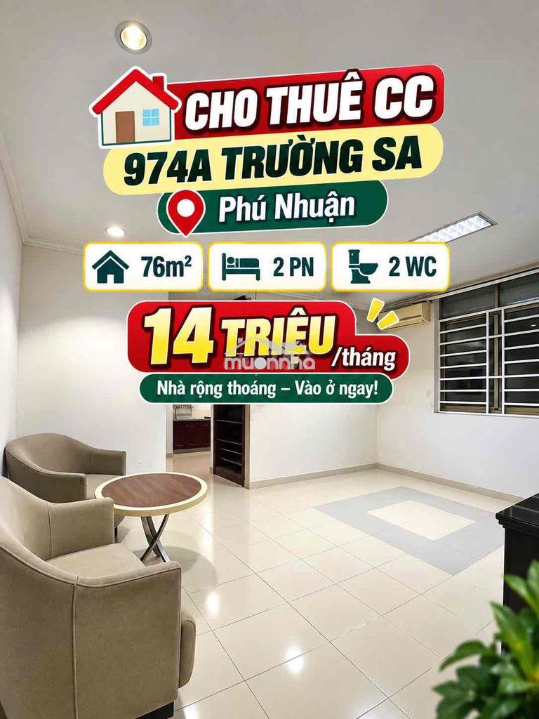 Cho thuê cc coopmart 974a trường sa phú nhuận 2pn, 14tr